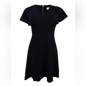 Calvin Klein Black A-Line Mini Dress with Flutter Sleeves